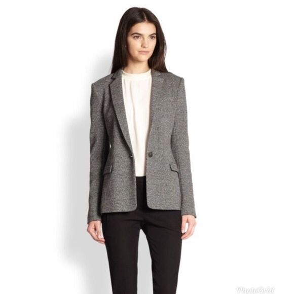 Theory Dancey K Kenmore Gray Knit Longline Blazer - Picture 2 of 11